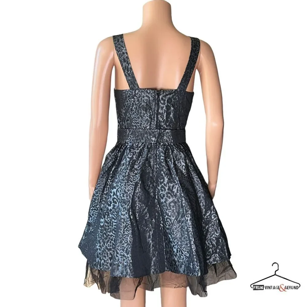Y2K Betsey Johnson Retro Silver Black Leopard Dress - Picture 4 of 11